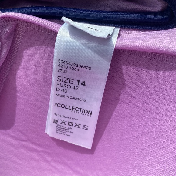 English brand Debenhams floral strapless swimsuit size 14 purple pink white - Picture 4 of 6